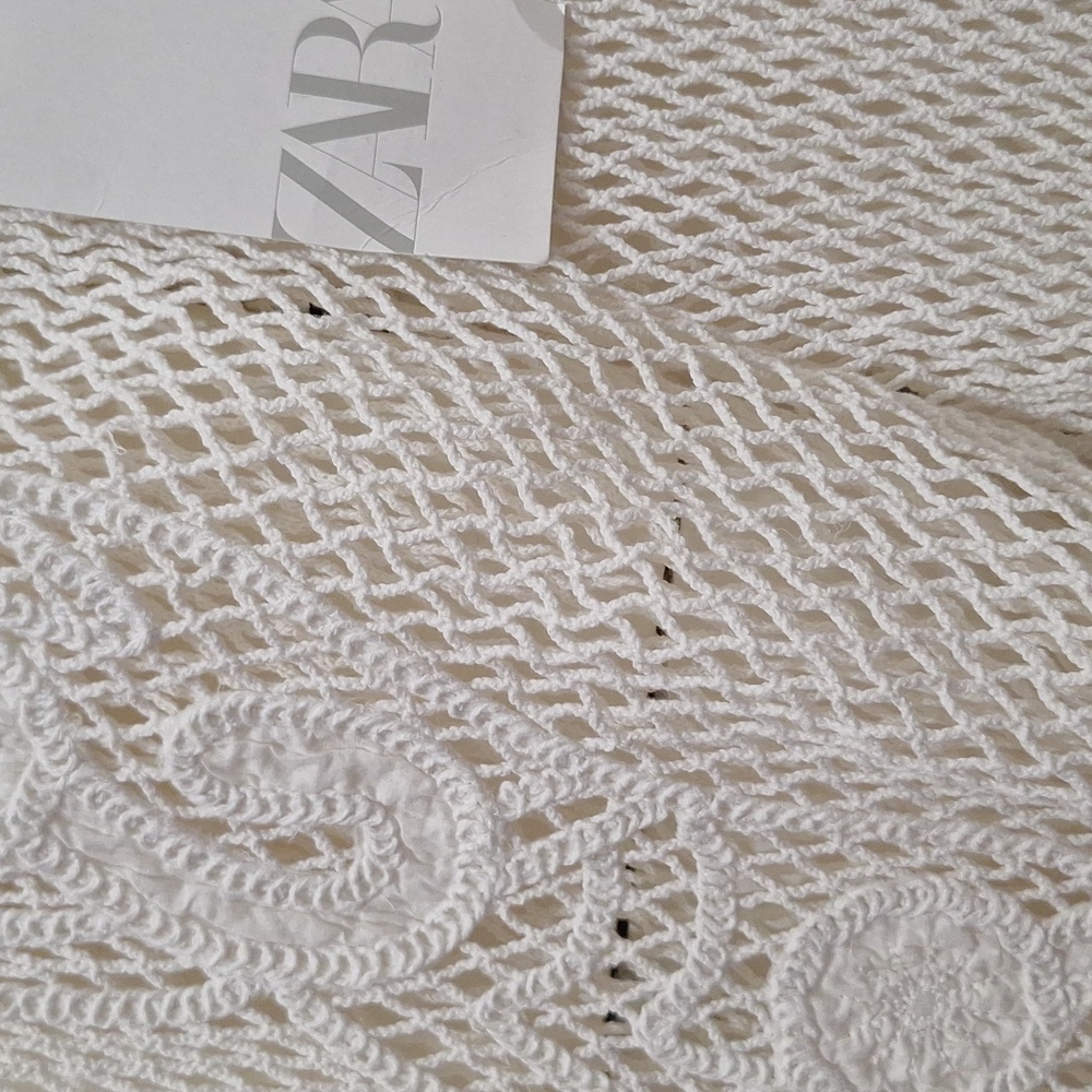 NWT ZARA Oyster White Crochet Pants - Picture 8 of 12